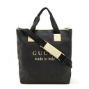 GUCCI グッチ ロゴ トートバッグ ラージトート 2WAY ショルダーバッグ 斜め掛け PVC レザー ブラック 黒 ライトベージュ 162163 【中古】