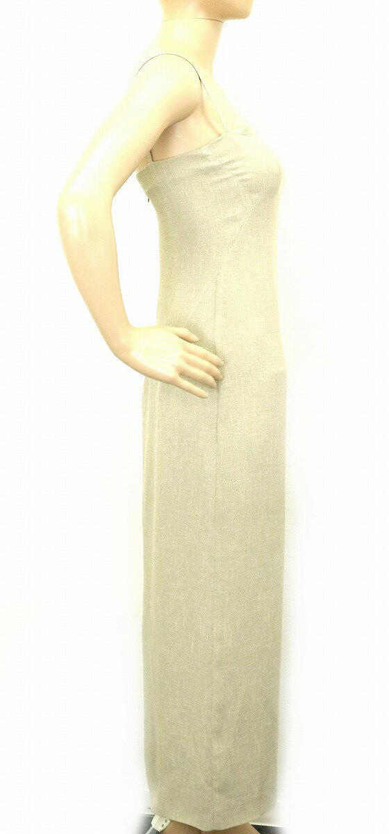 GIORGIO ARMANI ジョルジオ　アルマーニ キャミロングワンピース スリットワンピース ポリエステル100% ベージュ系 #38 Mサイズ 【中古】
