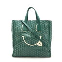GOYARD ゴヤール サックヴォルテール スマイルプリント トートバッグ 2WAY ショルダーバッグ コーティングキャンバス レザー グリーン ホワイト 【中...