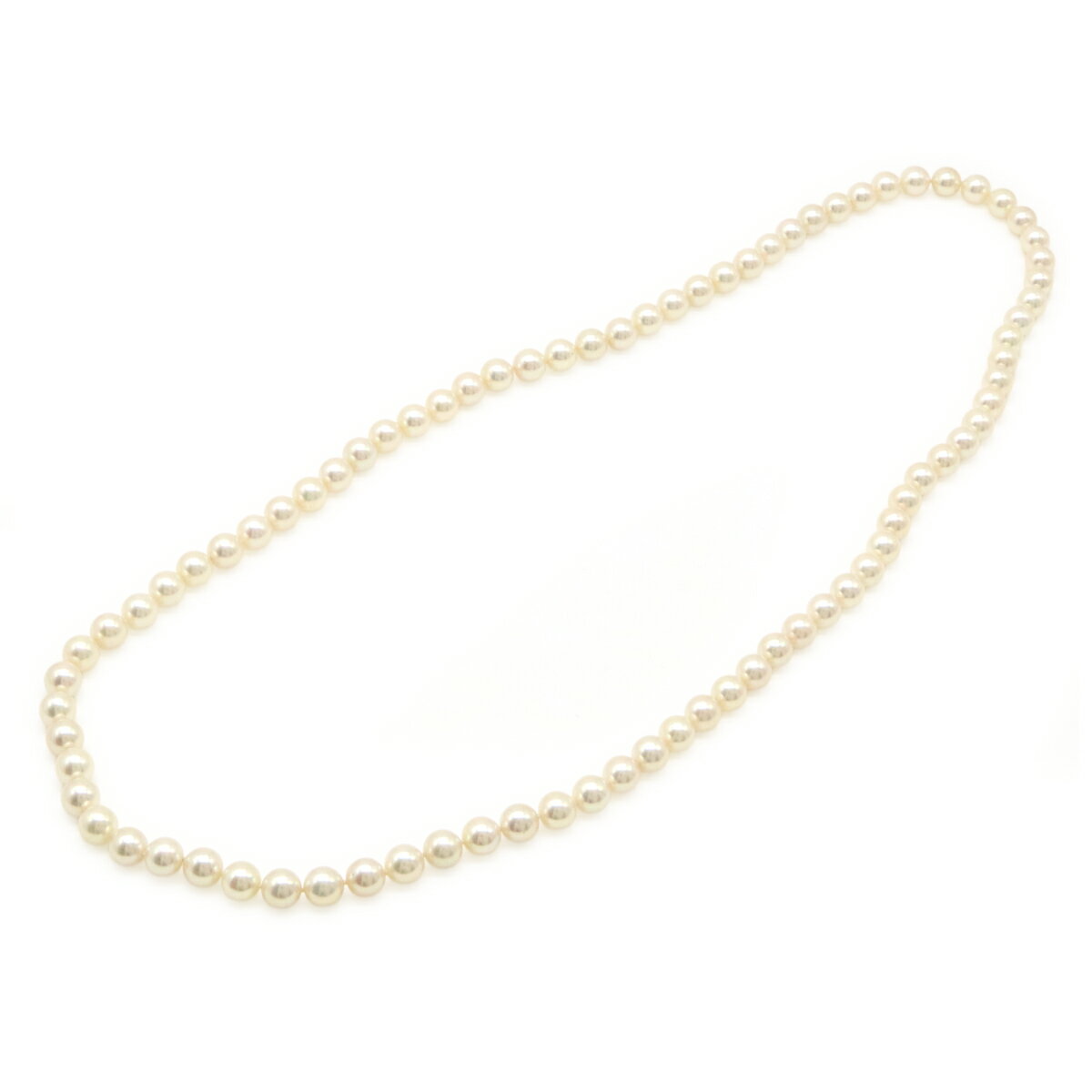 乐天商城 - パール ネックレス ロングネックレス 2重巻き 二重 真珠 8.5m/m-9.0m/m クリーム 【中古】