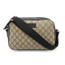 GUCCI グッチ GGスプリーム ショルダーバッグ ポシェット 斜め掛け PVC レザー カーキベージュ ブラック 黒 シルバー金具 473878 【中古】