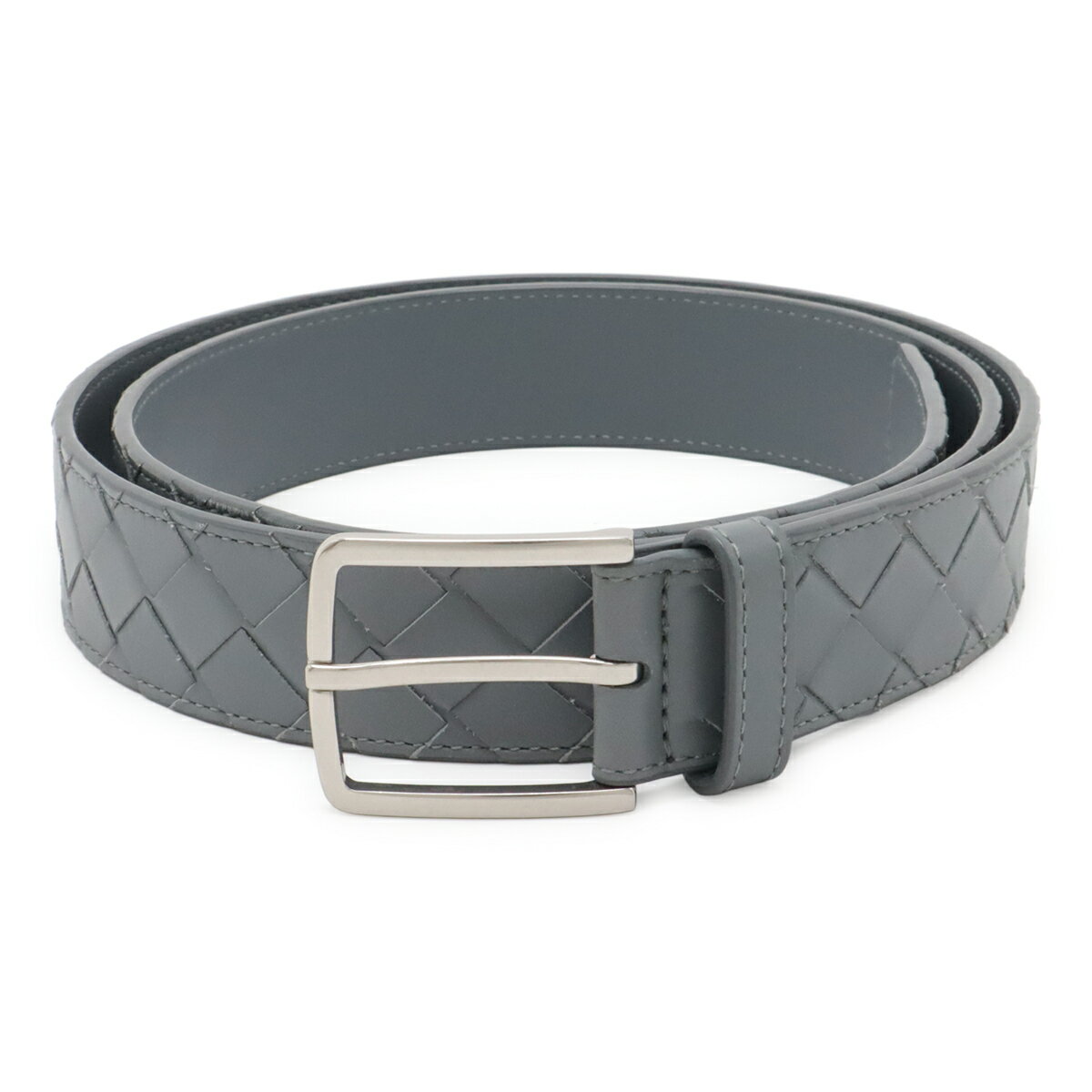 Rakuten - BOTTEGA VENETA ボッテガ ヴェネタ ボッテガベネタ イントレチャート ベルト レザー グレー 灰色 #110 【中古】