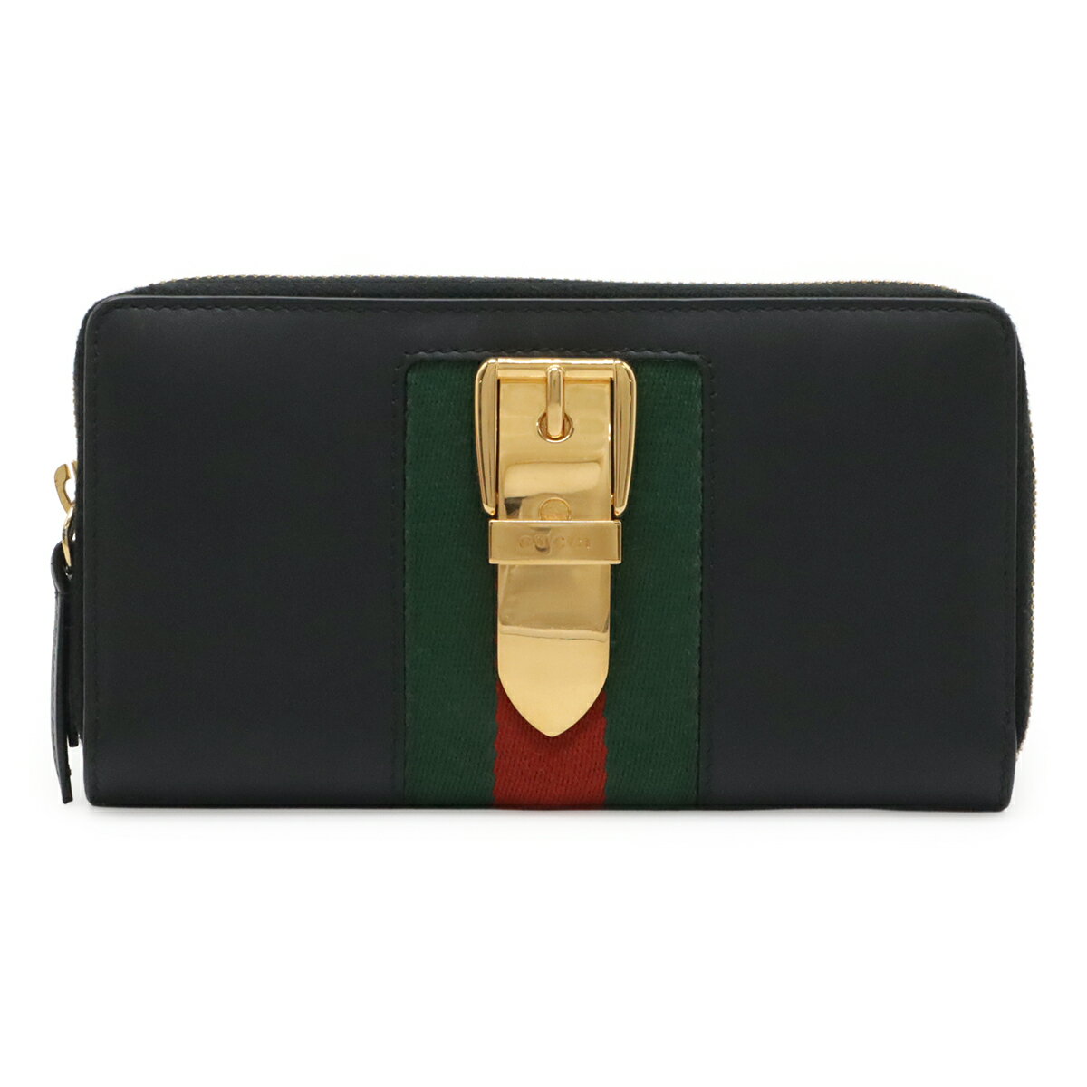 乐天商城 - GUCCI グッチ SYLVIE シルヴィ ジップアラウンドウォレット ラウンドファスナー 長財布 レザー ブラック 黒 ゴールド金具 476083 【中古】