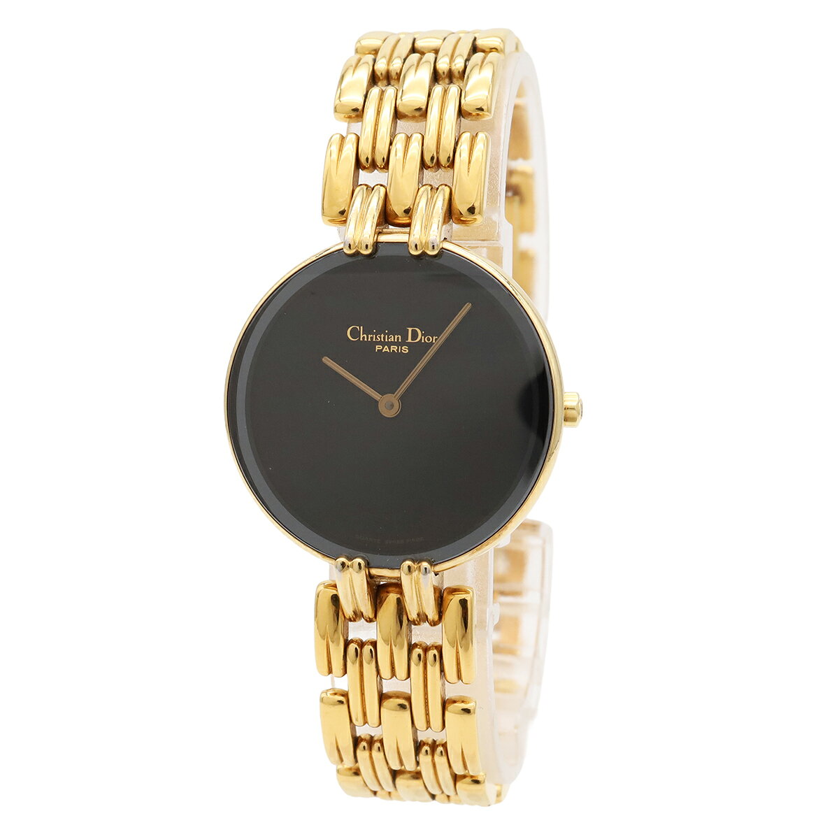 Christian Dior クリスチャン ディオール バギラ ブラック文字盤 GP レディース QZ クォーツ 腕時計　D46-154-4 【中古】
