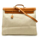HERMES エルメス エールバッグTGM ハンドバッグ 2WAY ショルダーバッグ トラベルバッグ トワルアッシュ レザー ベージュ 茶 ライトブラウン □C...