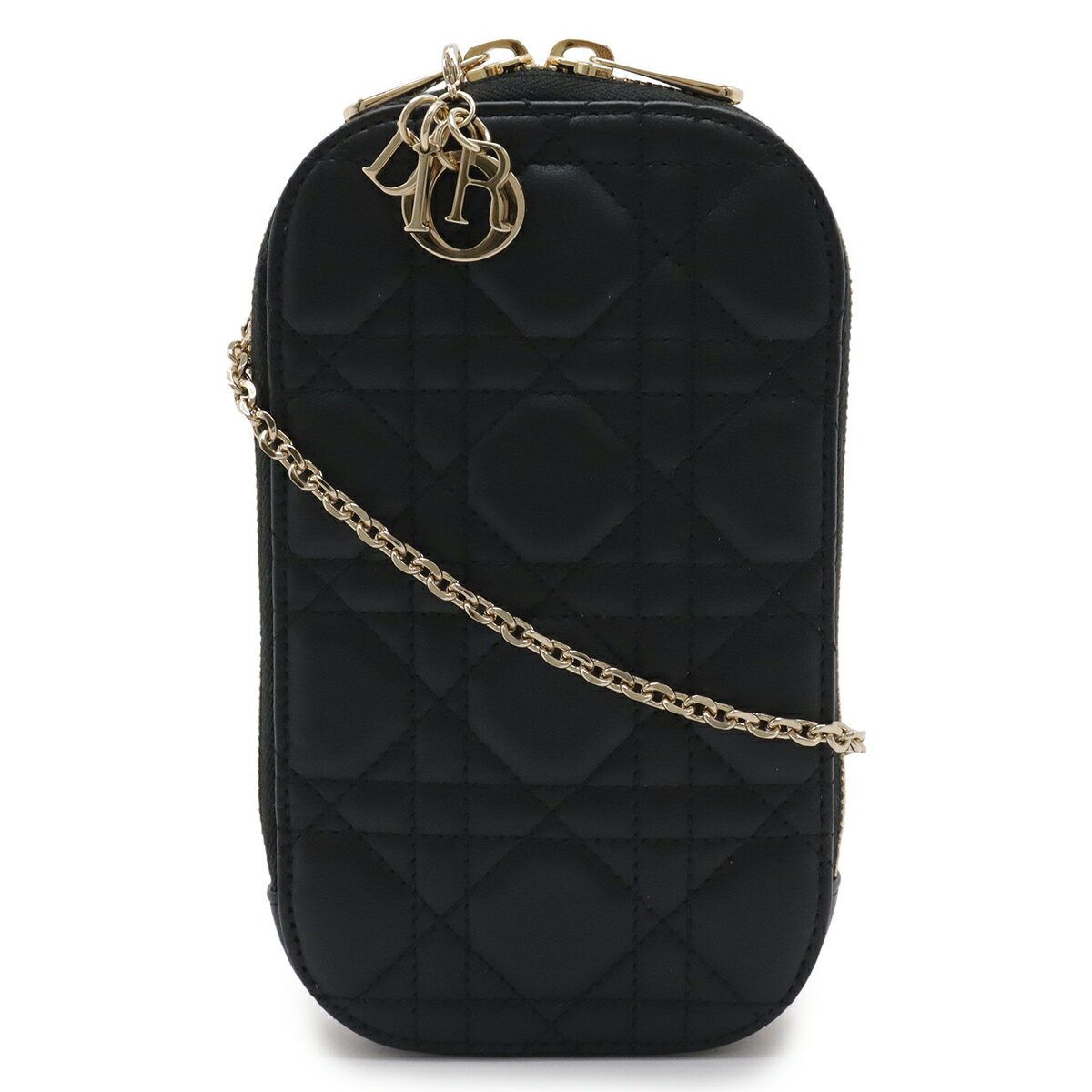 乐天商城 - Christian Dior クリスチャン ディオール レディディオール Call'in Dior コーリンディオール フォンホルダー スマホケース レザー ブラック 黒 【中古】
