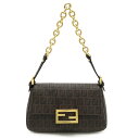 FENDI フェンディ ズッキーノ ズッカ柄 マンマバケット ハンドバッグ ミニバッグ PVC ダークブラウン 茶 ブラック 黒 8BR180 【中古】