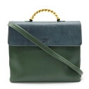 【バッグ】LOEWE ロエベ ベラスケス ツイスト ハンドバッグ 2WAY ショルダーバッグ バイカラー レザー ダークグリーン ブルーグレー系 ゴールド金具 【中古】