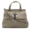 GUCCI グッチ バンブー デイリー トップハンドルバッグ ハンドバッグ 2WAY ショルダーバッグ レザー グレー シルバー金具 370831 【中古】