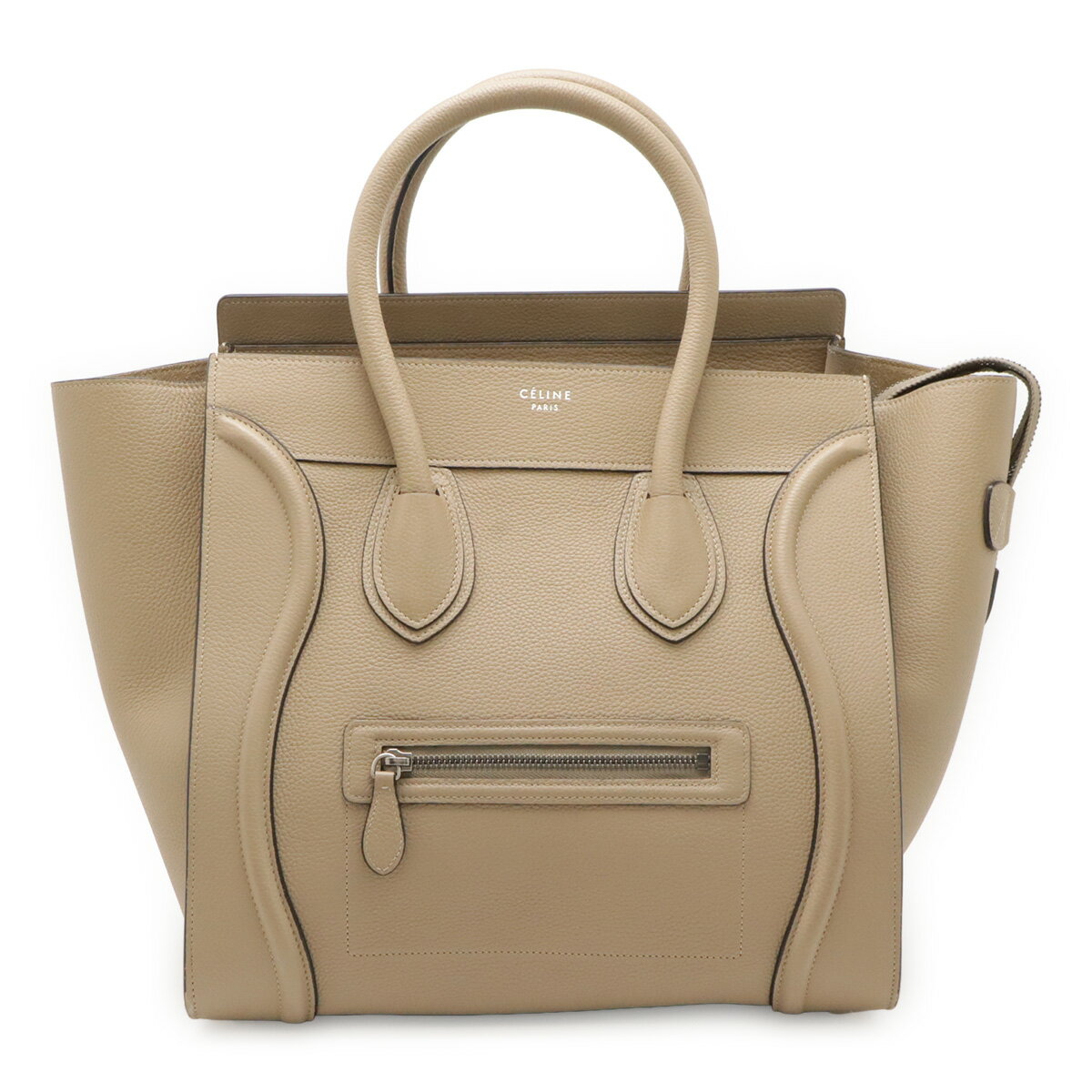 Rakuten - CELINE セリーヌ ラゲージ ミニショッパー トートバッグ ハンドバッグ レザー ベージュ シルバー金具 165213 【中古】