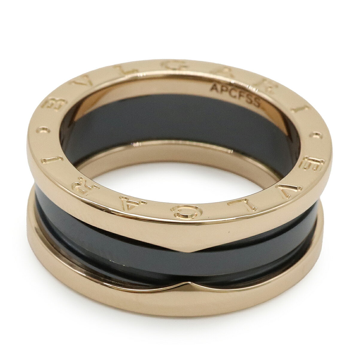BVLGARI ブルガリ B-zero1 ビーゼロワン 2バンド リング 指輪 K18PG セラミック ブ...