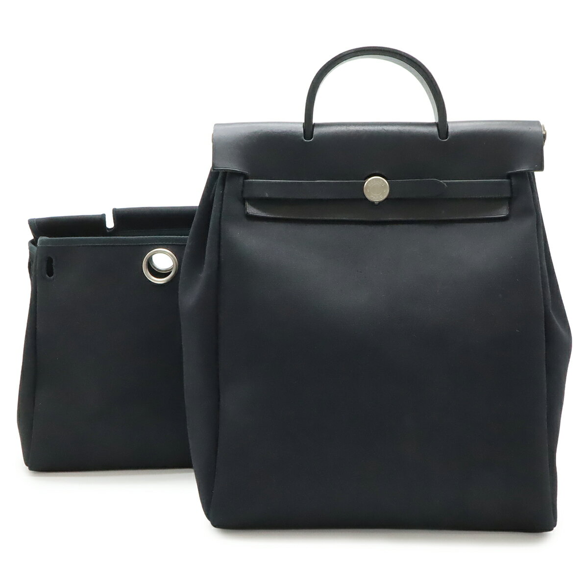 Rakuten - HERMES エルメス エールバッグ アドPM リュックサック 2WAY ハンドバッグ トワルオフィシエ レザー ブラック 黒 □E刻印 【中古】