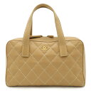 CHANEL シャネル ワイルドステッチ ハンドバッグ ミニボストンバッグ レザー ベージュ ゴールド金具 ポーチ欠品 A14692 【中古】