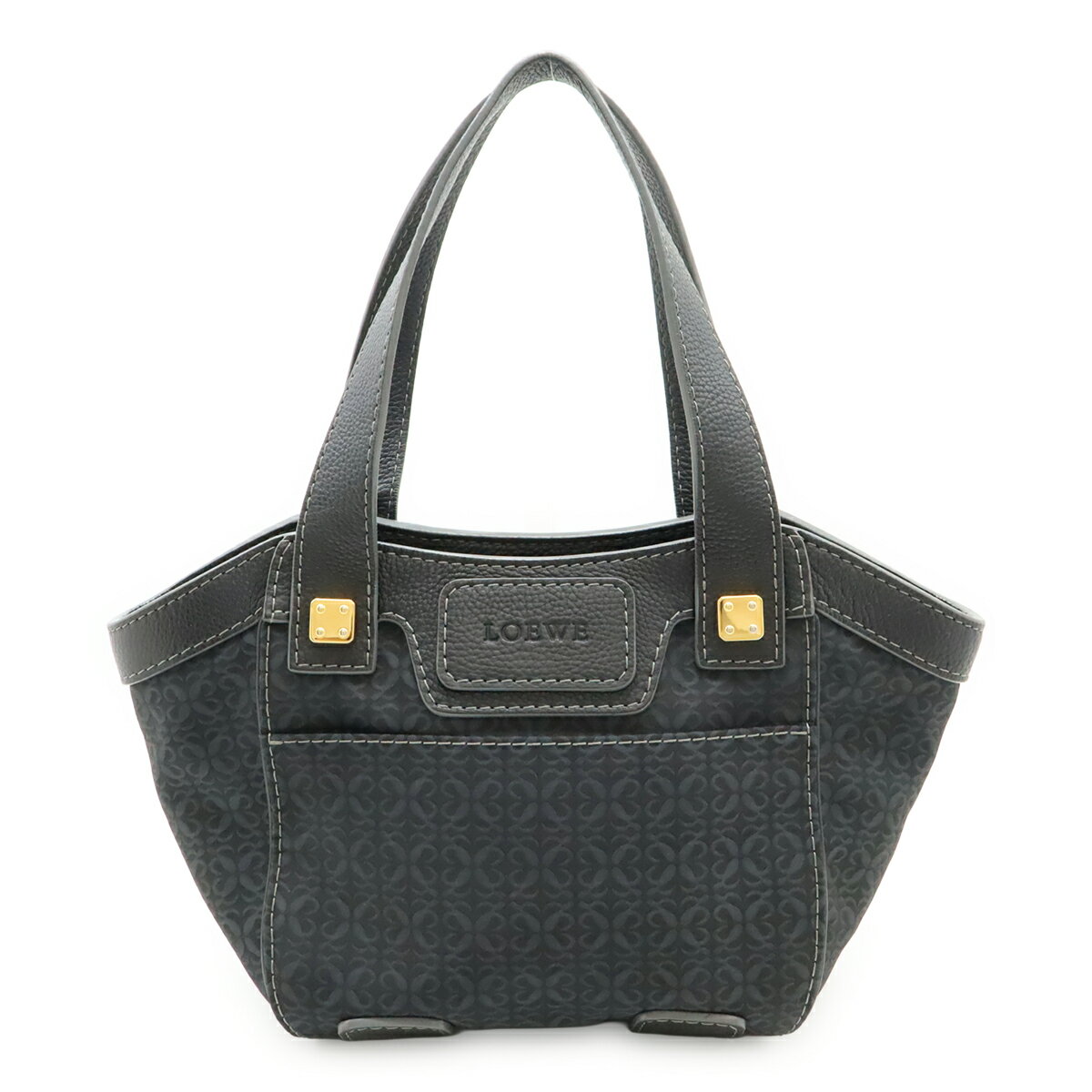 Rakuten - LOEWE ロエベ ニューロードライン トートバッグ ショルダーバッグ セミショルダー 肩掛け ナイロンキャンバス レザー ダークグレー ゴールド金具 【中古】