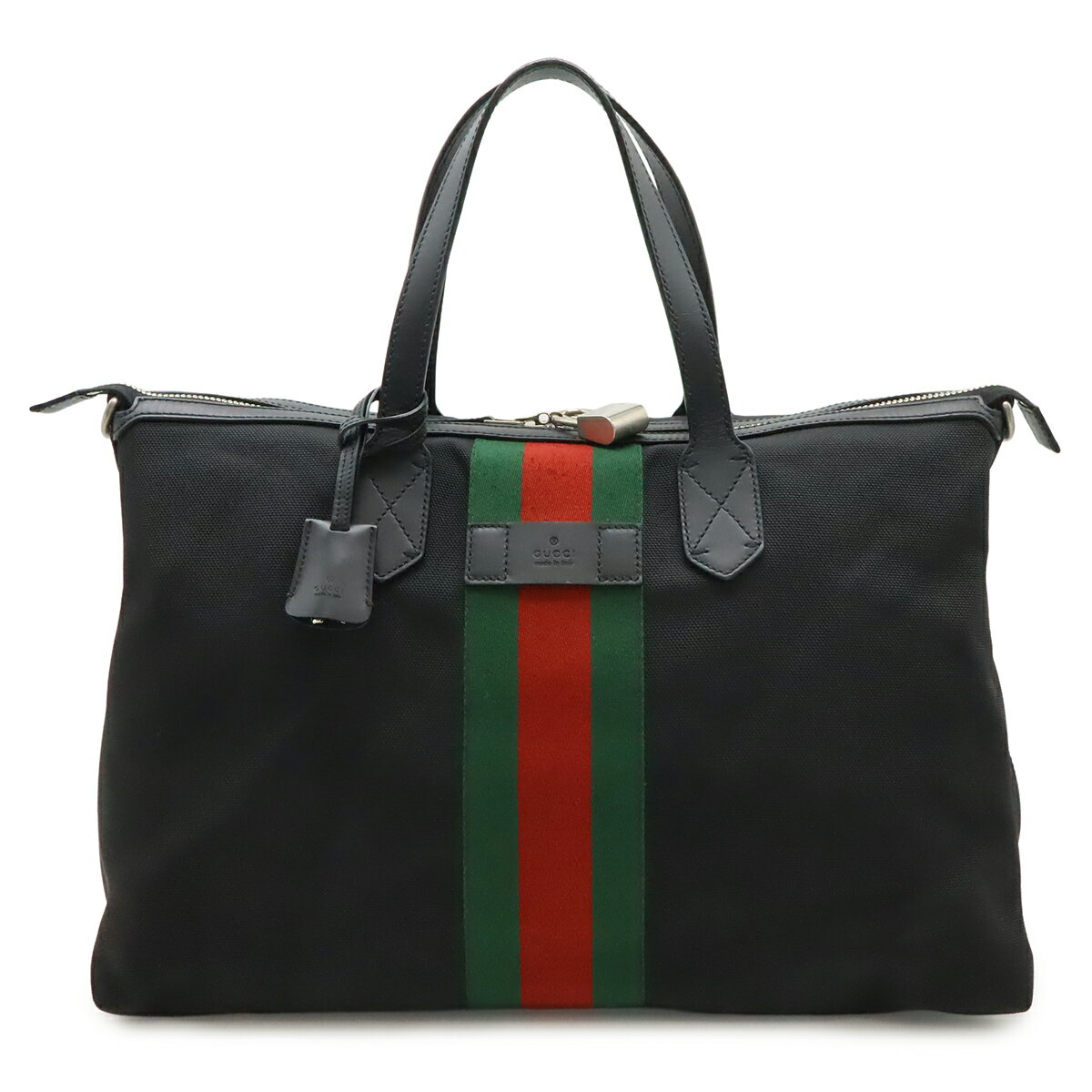 Other - GUCCI グッチ ウェブストライプ シェリーライン トートバッグ ラージトート ショルダーバッグ ナイロン レザー ブラック 黒 アウトレット品 619750 【中古】