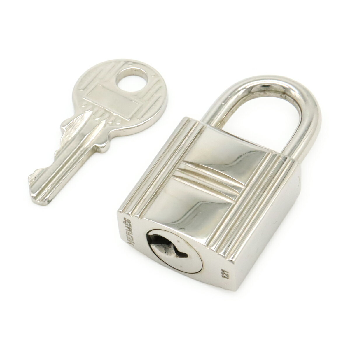HERMES エルメス カデナ パドロック 南京錠 No.121 鍵 カギ キー付き メタル シルバー 【中古】(4)