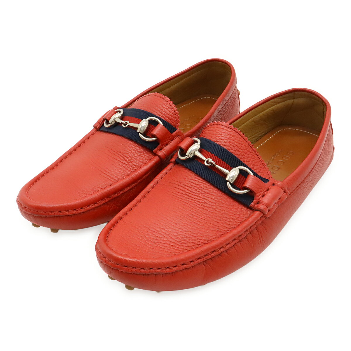 GUCCI グッチ ホースビット シェリーライン ドライビングシューズ ローファー スリッポン レザー レッド 赤 #6 1/2 日本サイズ約25.5cm 32...