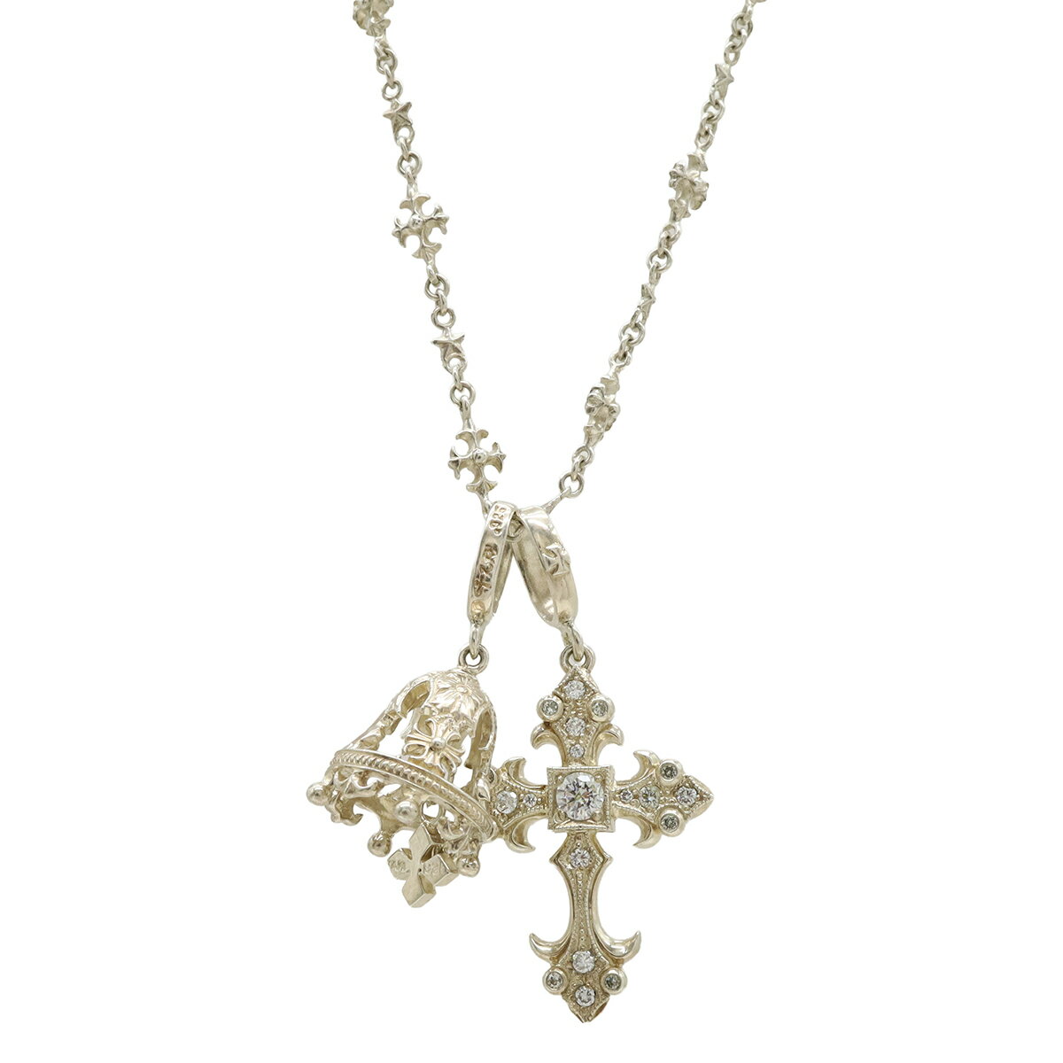 Loree Rodkin ローリー ロドキン フルッドゥリースタークロス ベルネックレス ペンダント SV925 ジルコニア シルバー 2011年クリスマス限定品 【中古】