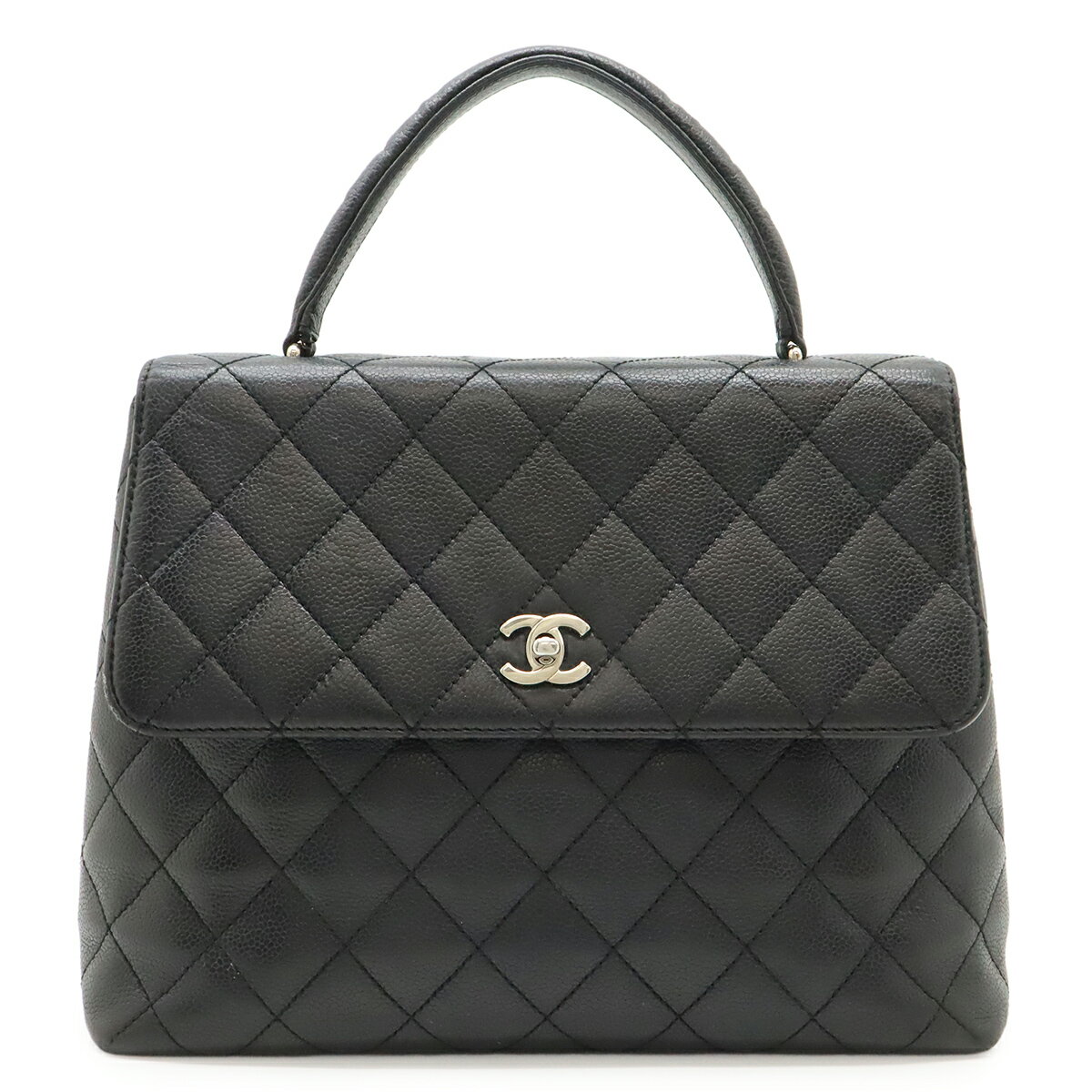 樂天商城 - CHANEL シャネル マトラッセ ココマーク ハンドバッグ フラップバッグ キャビアスキン レザー ブラック 黒 シルバー金具 A12397 【中古】