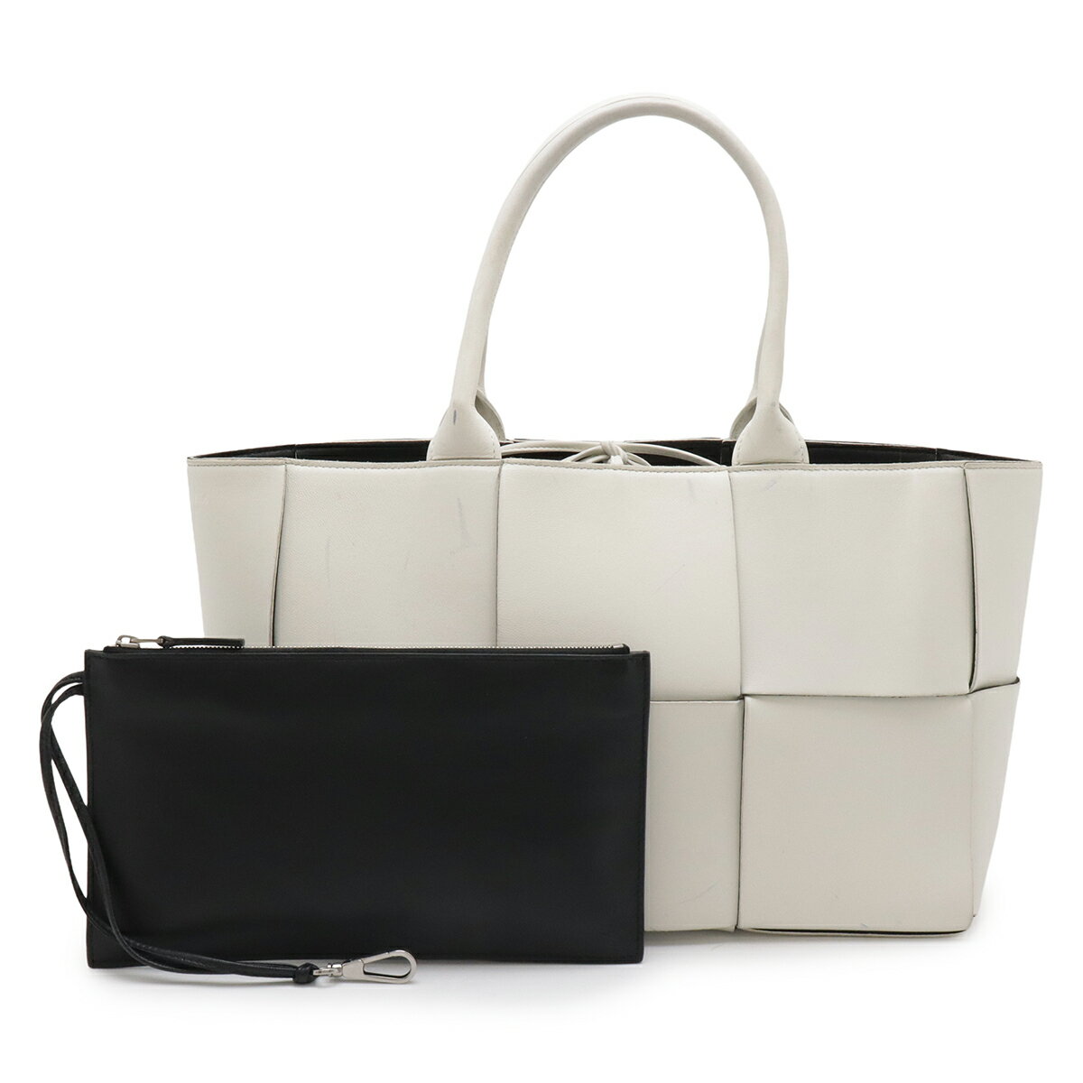 BOTTEGA VENETA ボッテガ ヴェネタ ボッテガベネタ マキシイントレチャート アルコ トート トートバッグ スモール レザー ホワイト 白 652867 【中古】