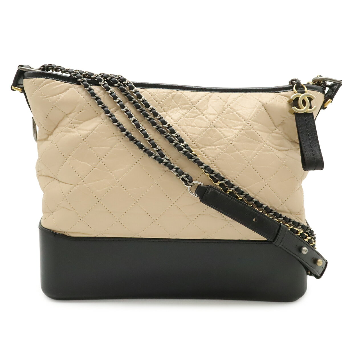 Shoulder Bags - CHANEL シャネル ガブリエル ドゥ シャネル マトラッセ ラージ ホーボー チェーンショルダーバッグ カーフスキン バイカラー ピンクベージュ A93824 【中古】