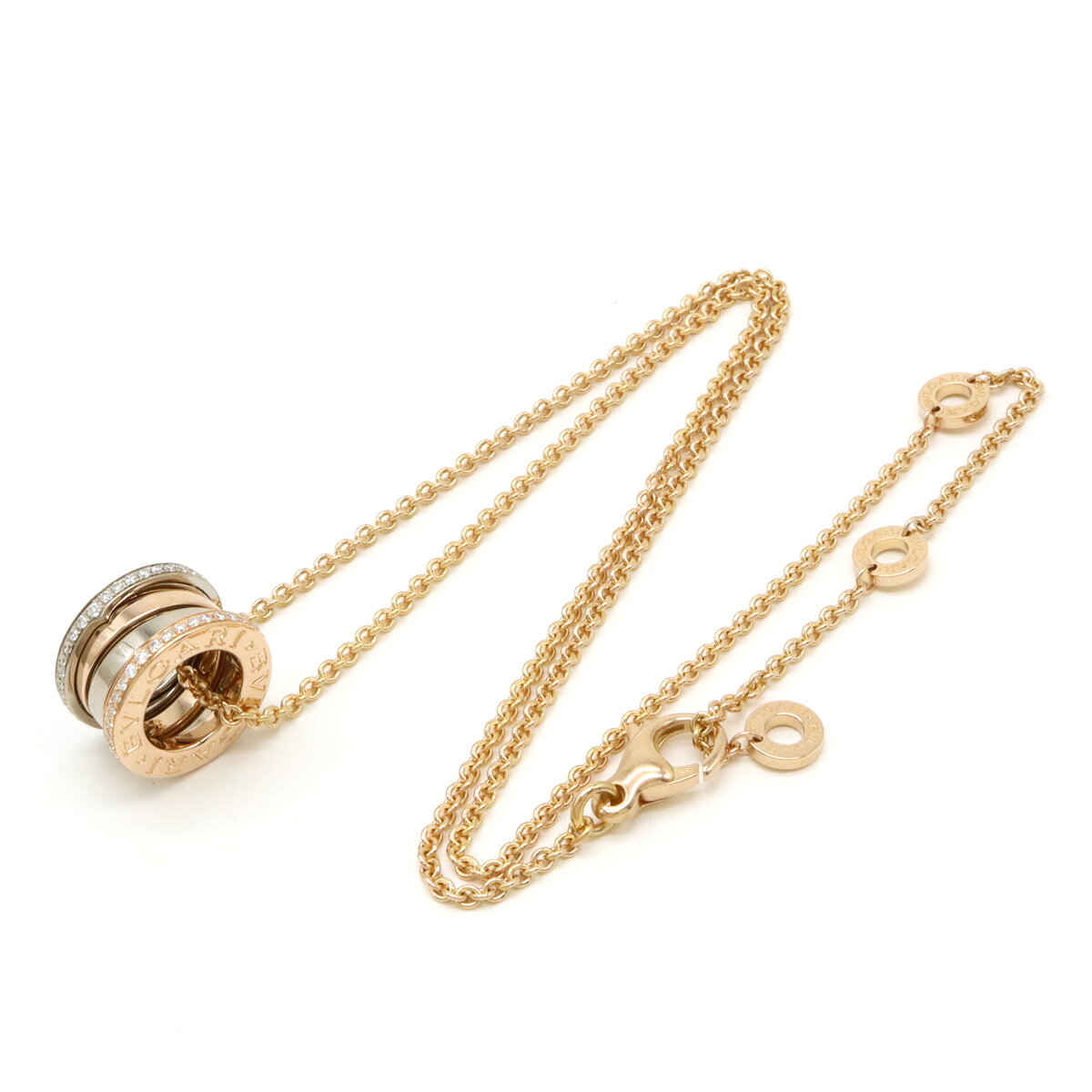 BVLGARI ブルガリ B-zero1 B.zero1 Bzero1 ビーゼロワン パーフェクトミステイク ネックレス ペンダント K18PG WG ピンク ホワイト ゴールド パヴェダイヤモンド 355062 【中古】