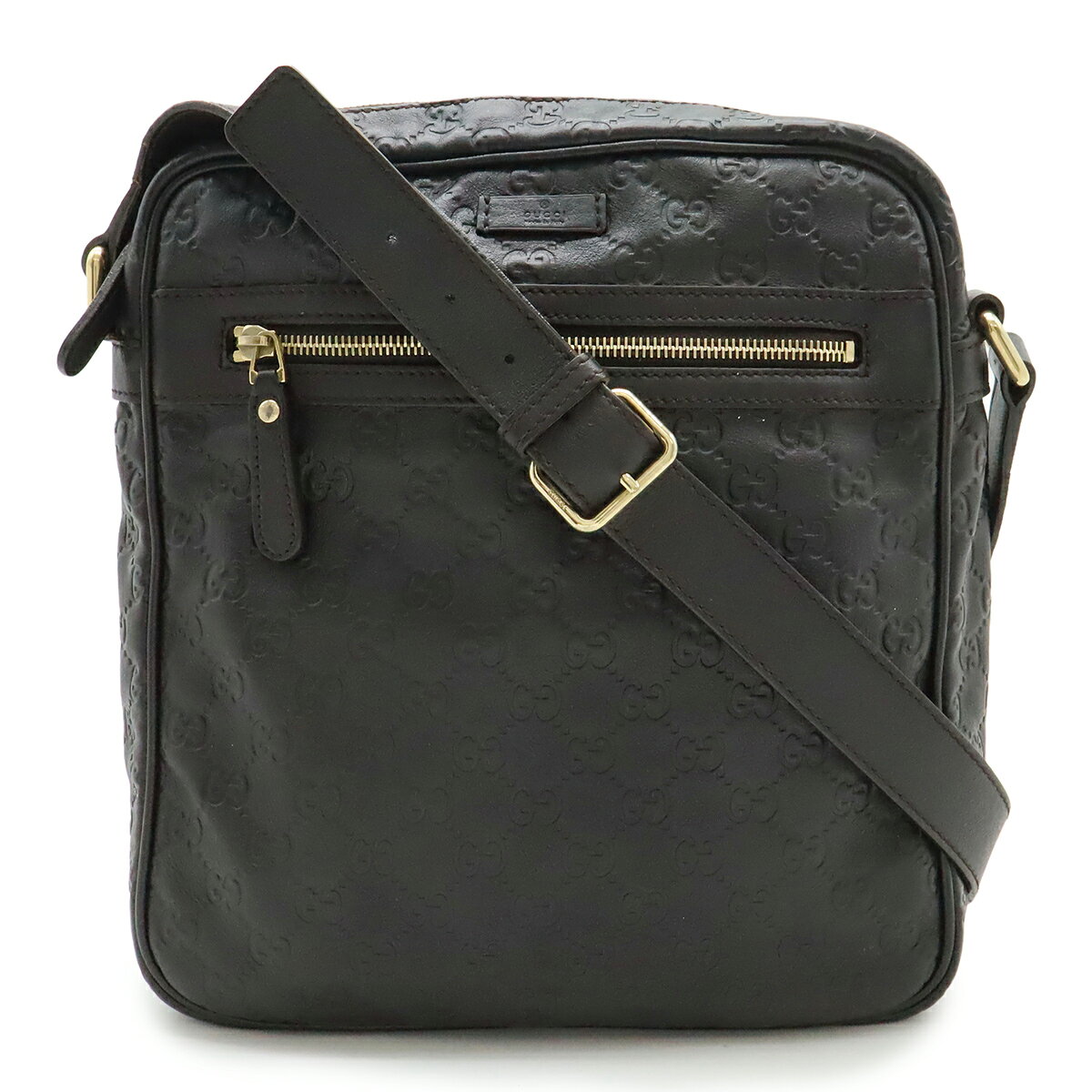 Rakuten - GUCCI グッチ グッチシマ ショルダーバッグ 斜め掛け レザー ダークブラウン 茶 ゴールド金具 201448 【中古】