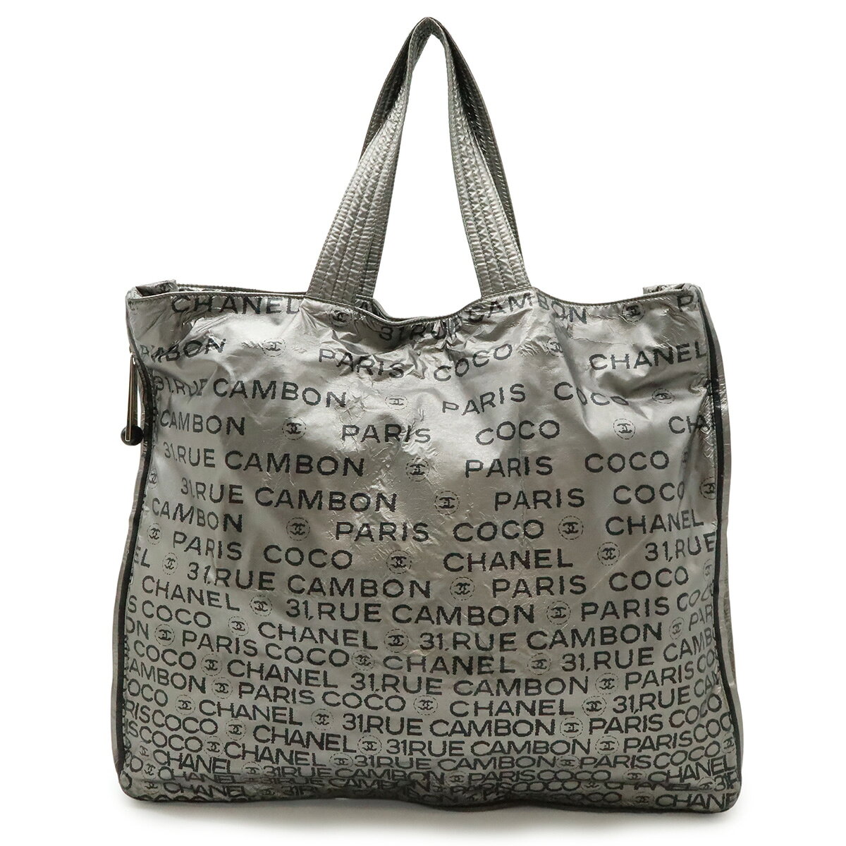 CHANEL - CHANEL シャネル アンリミテッド ロゴ トートバッグ ラージトート ショルダーバッグ セミショルダー 肩掛け ナイロン シルバー A46113 【中古】