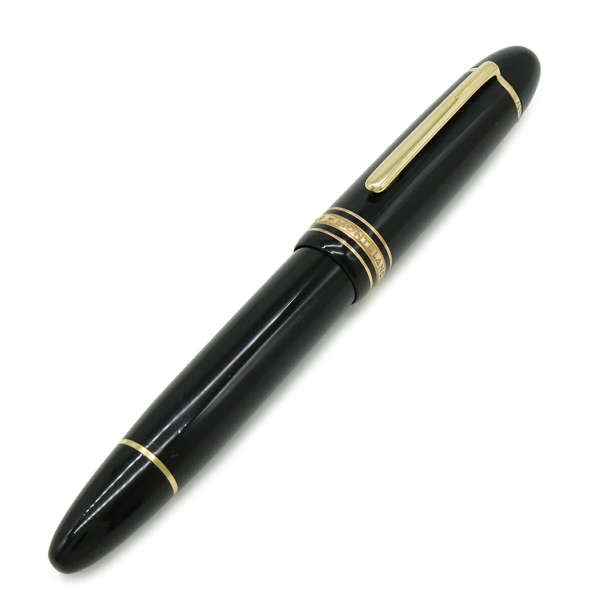 MONTBLANC モンブラン マイスターシュテュック 万年筆 尾栓回転吸入式 ペン先18K ブラック 黒 ゴールド インクなし 【中古】
