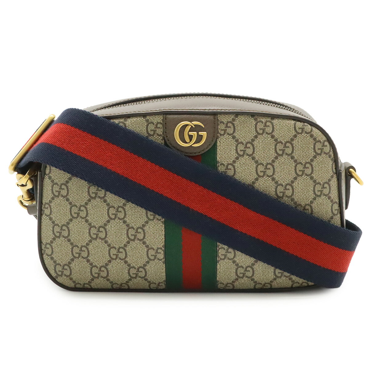 GUCCI - GUCCI グッチ オフィディア GGスプリーム スモール クロスボディバッグ ショルダーバッグ 2WAY クラッチバッグ PVC ベージュ モカブラウン 752591 【中古】