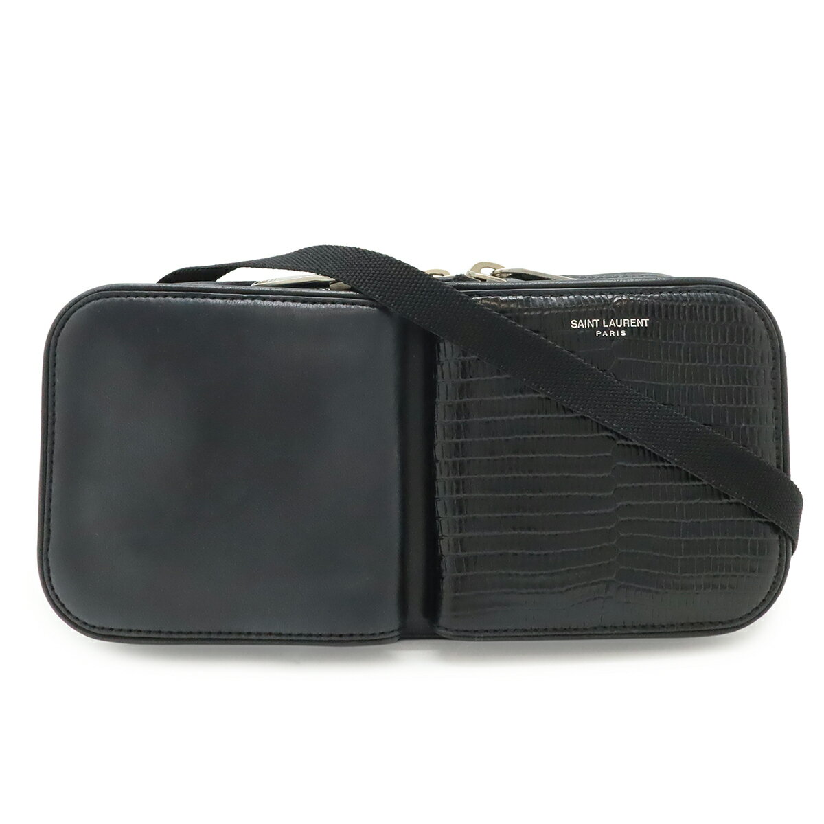 Rakuten - SAINT LAURENT PARIS サン ローラン パリ イブサンローラン ショルダーバッグ ポシェット 斜め掛け レザー ブラック 黒 712569 【中古】