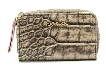 Paul Smith ポール スミス レザー 4連キーケース クロコ 牛革 ゴールド金具 グレー PWU241 【中古】【k】