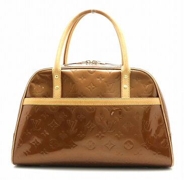 【バッグ】LOUIS VUITTON ルイ ヴィトン モノグラムヴェルニ トンプキンス スクエア ハンドバッグ ミニボストンバッグ エナメルカーフ ブロンズ M91103 【中古】【k】