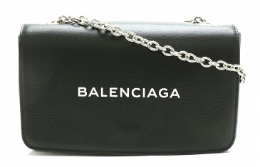 【バッグ】BALENCIAGA バレンシアガ エブリデイ チェーンウォレット ショルダーバッグ チェーンバッグ 斜め掛け レザー ブラック 黒 537387DLQ4N1000 【中古】【s】