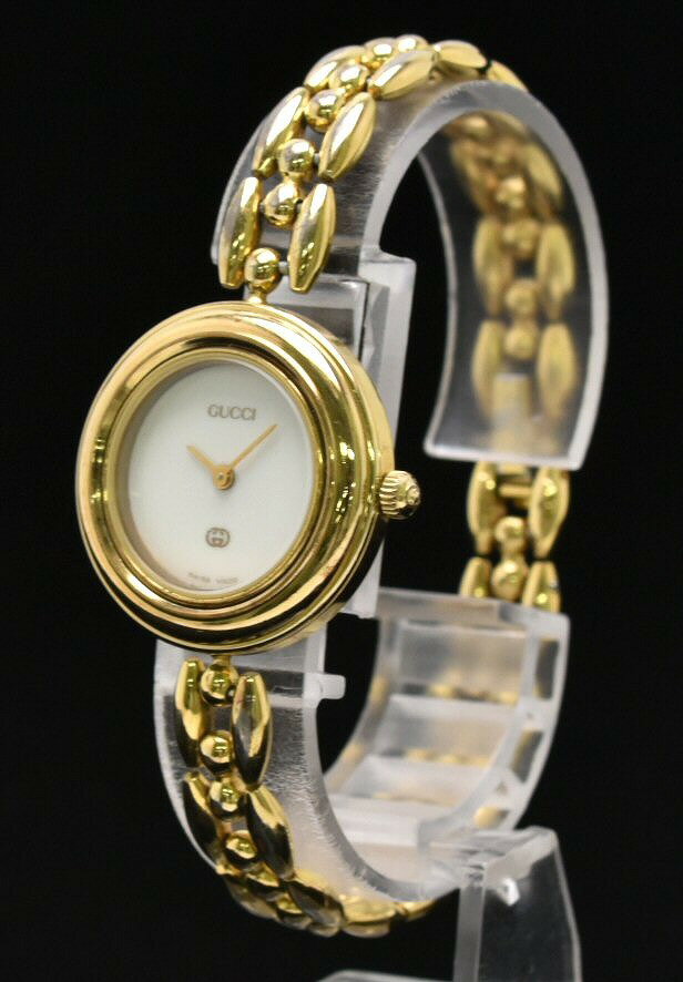 【ウォッチ】GUCCI グッチ チェンジベゼル ホワイト文字盤 GP ゴールドメッキ レディース QZ クォーツ 腕時計 1200 1100-L 【中古】