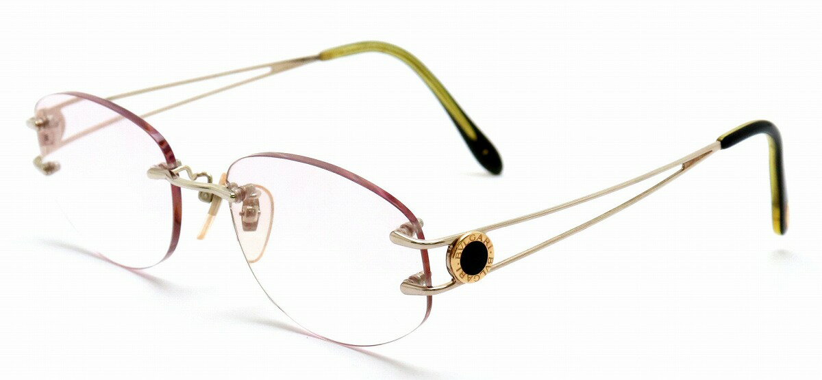 BVLGARI ブルガリ ブルガリブルガリ 眼鏡 めがね メガネ 度入り グラデーションレンズ K14WG ホワイトゴールド オニキス 219K 55口18 140 【中古】【s】