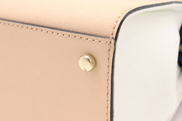 【バッグ】kate spade ケイトスペード ハンドバッグ ショルダーバッグ 斜め掛け 2WAY レザー ブルー 青 ライトピンクベージュ ホワイト 白 PXRU6669 【中古】