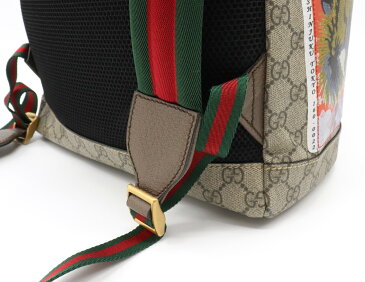 【未使用品】【バッグ】GUCCI グッチ ソフト GGスプリーム クーリエ バックパック リュック 虎 タイガー ドラゴン 龍 蜂 ビー ワッペン コーティングキャンバス レザー カーキベージュ ブラウン 473869 【中古】