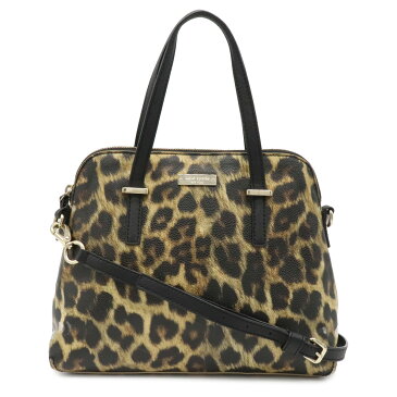 【バッグ】kate spade ケイトスペード アニマル柄 レオパード ハンドバッグ ショルダーバッグ 2WAY 斜め掛け PVC レザー ベージュ ブラック PXRU4470 【中古】