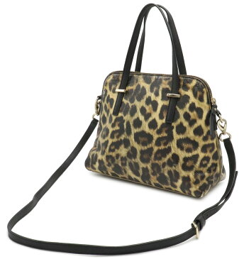 【バッグ】kate spade ケイトスペード アニマル柄 レオパード ハンドバッグ ショルダーバッグ 2WAY 斜め掛け PVC レザー ベージュ ブラック PXRU4470 【中古】