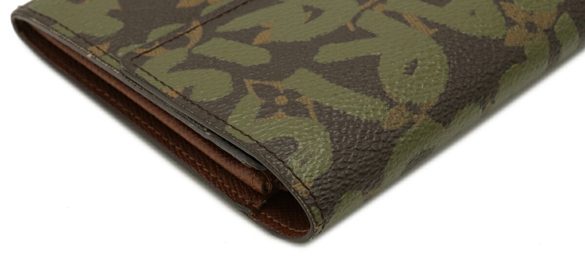 【財布】LOUIS VUITTON ルイ ヴィトン モノグラムグラフィティ ポルトモネ クレディ 2つ折ファスナー長財布 カーキ M92188 【中古】