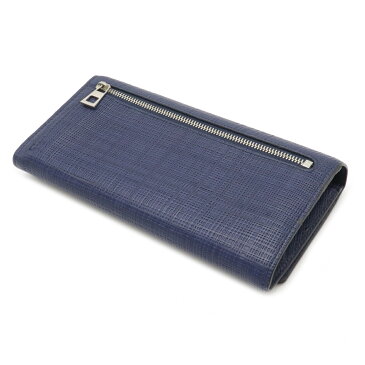 【財布】LOEWE ロエベ リネン コンチネンタル ウォレット アナグラム 2つ折長財布 網目模様 レザー ネイビーブルー 青 シルバー金具 101.88.K98 【中古】