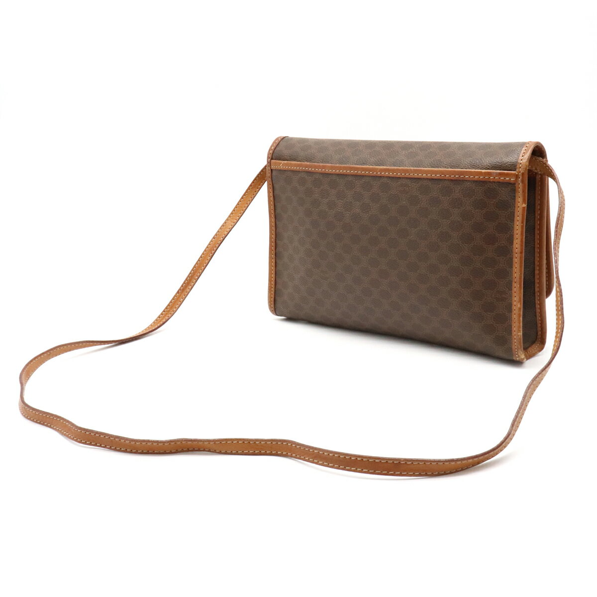 【バッグ】CELINE セリーヌ マカダム柄 ショルダーバッグ 斜め掛け 2WAY クラッチバッグ PVC レザー ダークブラウン 茶 ブラウン 【中古】