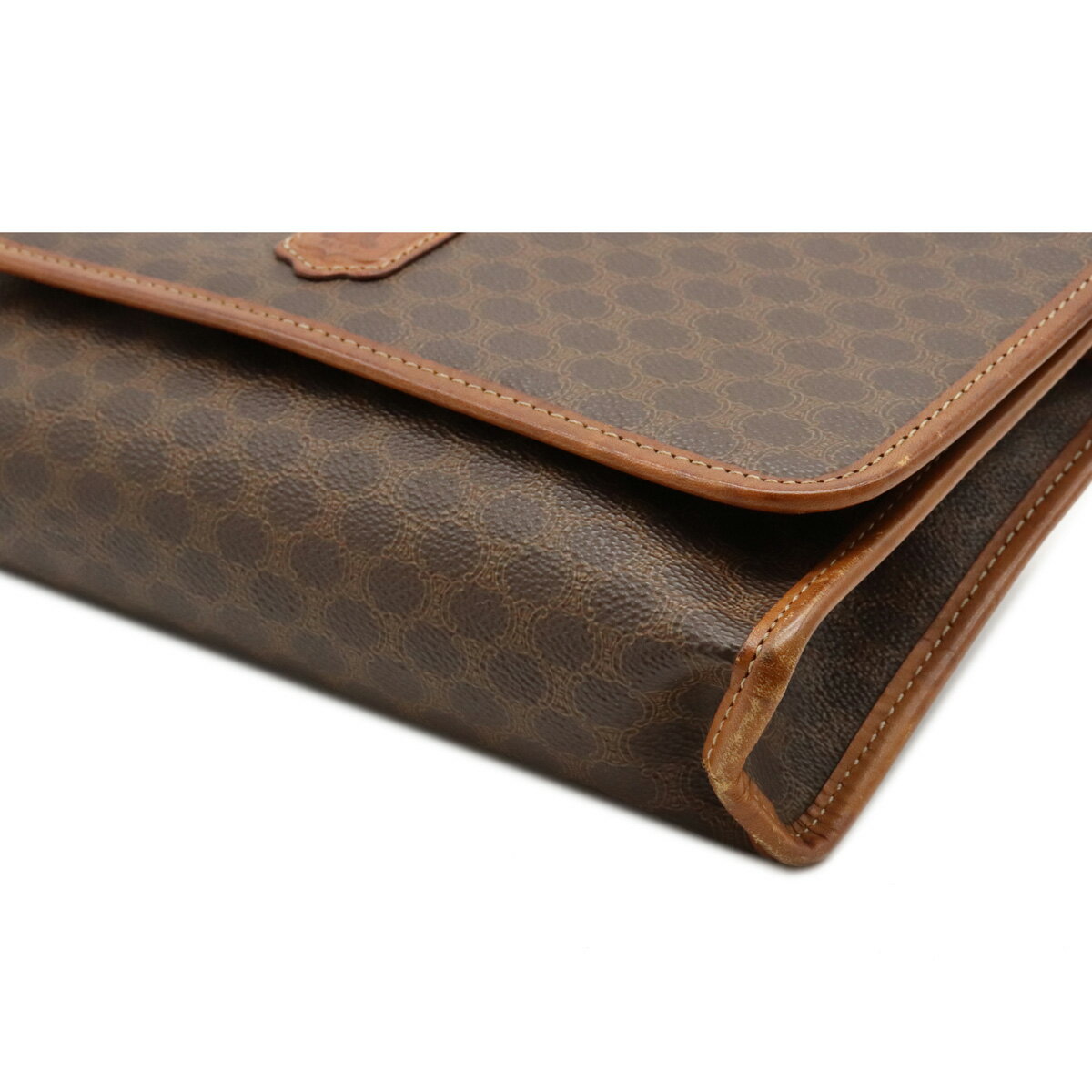 【バッグ】CELINE セリーヌ マカダム柄 ショルダーバッグ 斜め掛け 2WAY クラッチバッグ PVC レザー ダークブラウン 茶 ブラウン 【中古】