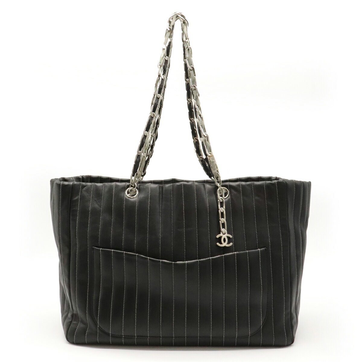 【バッグ】CHANEL シャネル ニューマドモアゼル トートバッグ ショルダーバッグ チェーンショルダー レザー ブラック 黒 シルバー金具 A30038 【中古】