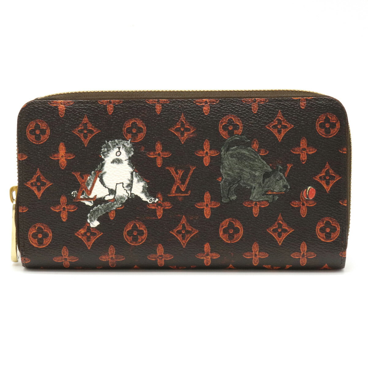 【財布】LOUIS VUITTON ルイ ヴィトン キャットグラム トランスフォームドモノグラム ジッピーウォレット ラウンドファスナー 長財布 猫 ネコ M63875 【中古】