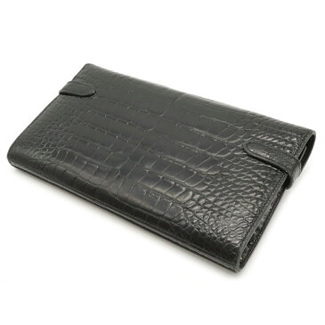 【財布】HERMES エルメス ケリーウォレット 2つ折長財布 二つ折り財布 アリゲーター クロコダイル ワニ革 ブラック 黒 シルバー金具 【中古】