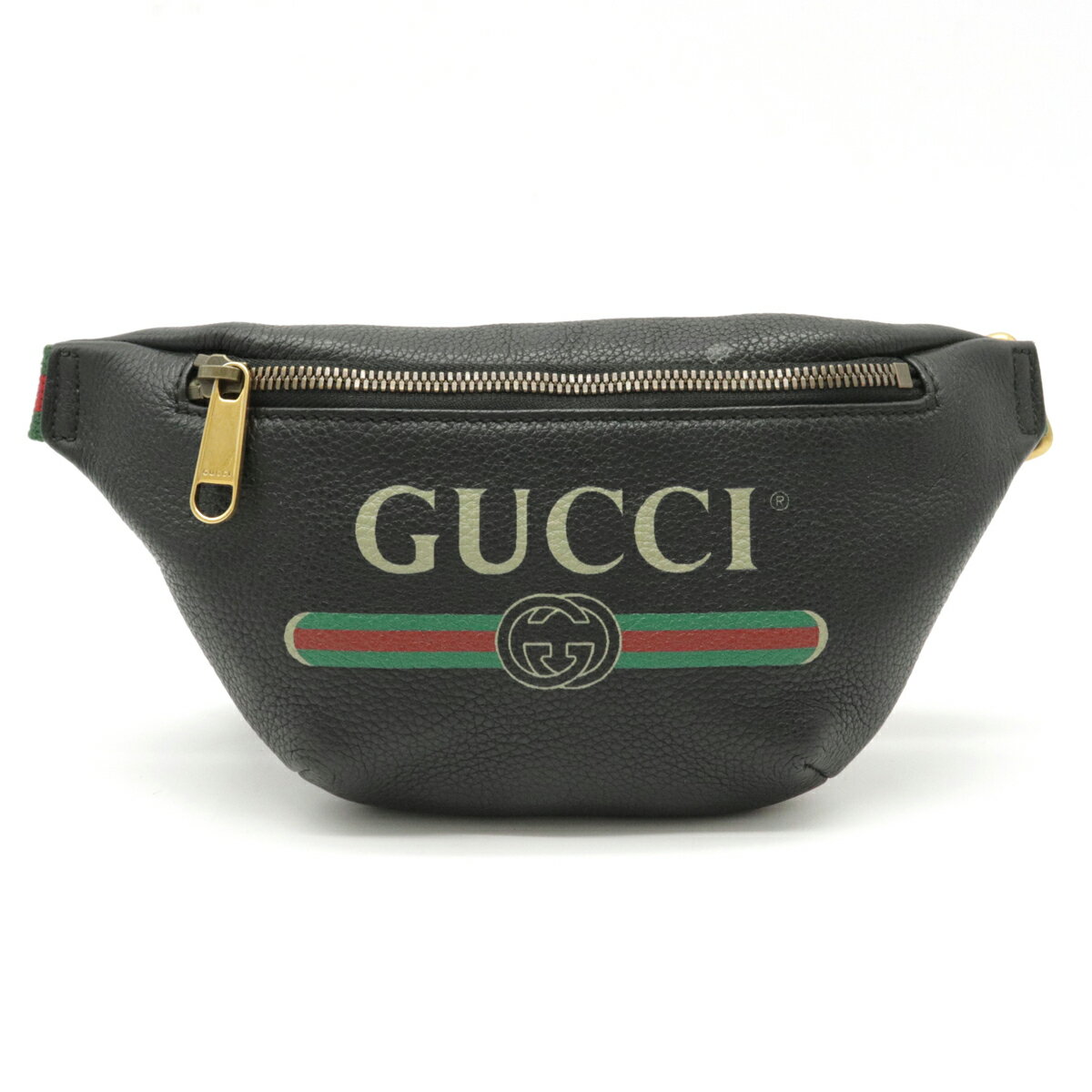 【バッグ】GUCCI グッチ プリント スモール ベルトバッグ シェリーライン ウエストバッグ ヒップバッグ ボディバッグ レザー 黒 ブラック 527792 【中古】