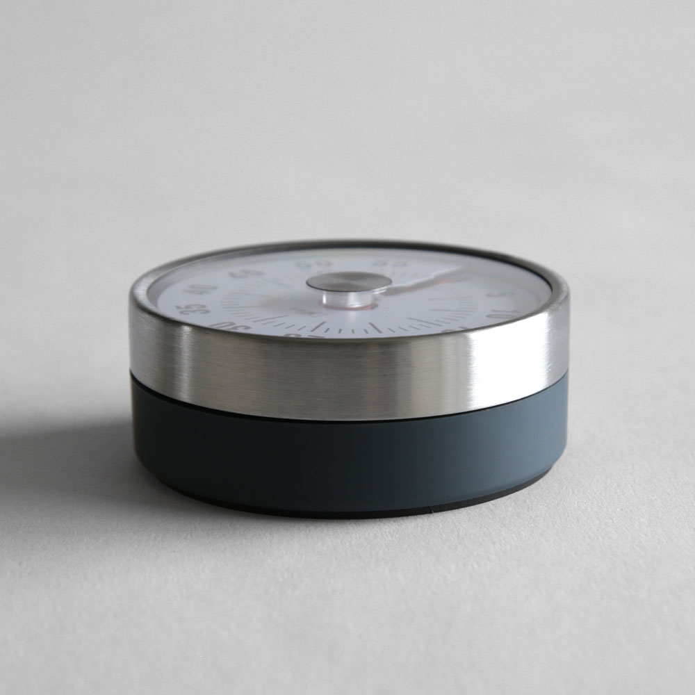 TFA DOSTMANN ティーエフエー ドストマン / Analogue kitchen timer PUCK 38.1028 (Gray)｜アナログキッチンタイマー ステンレススチール TFAデザイン グレー おしゃれ シンプル キッチン用品｜117758