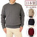 ◆クーポンで20%OFF◆ セーター 丸首(クルーネック) ウール100% 日本製 シンプルで着こなしやすい地柄ニット 7ゲージ 紳士/メンズ/シニア/国産【送料無料】 (2020)(4)